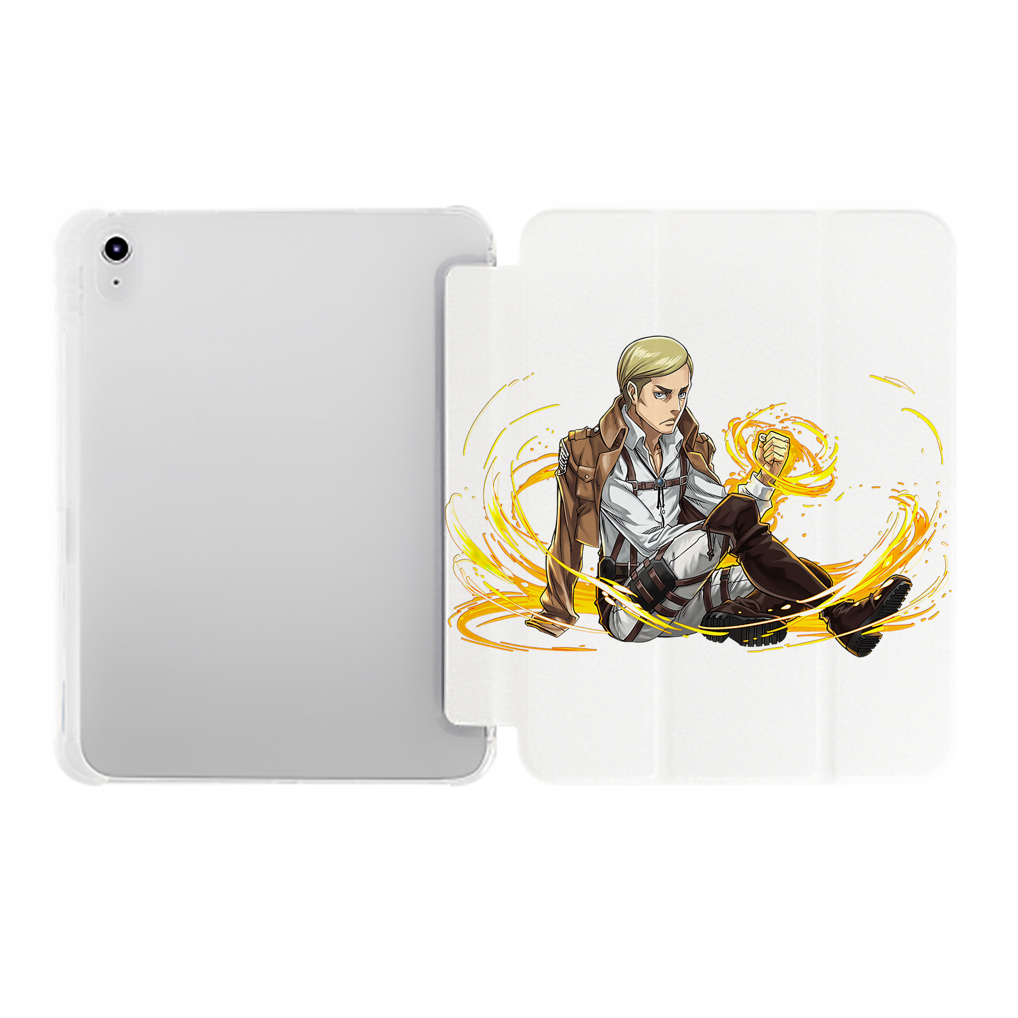 （画像用） 進撃の巨人 エルヴィン・スミス Attack on Titan Erwin Smith IPad ケース ペン収納付き 三つ折りスタンド PUレザー×シリコン 対応機種9.5/10.5/10.9インチ